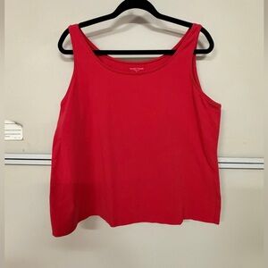 Eileen Fisher Bright Red Scoop Tank 90% Organic Cotton Sz XL Made USA